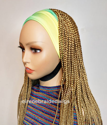 Braided Wigs for Black Women Gold Box Braids Headband Wig – Afro Updo – Detachable Hat – product image 10