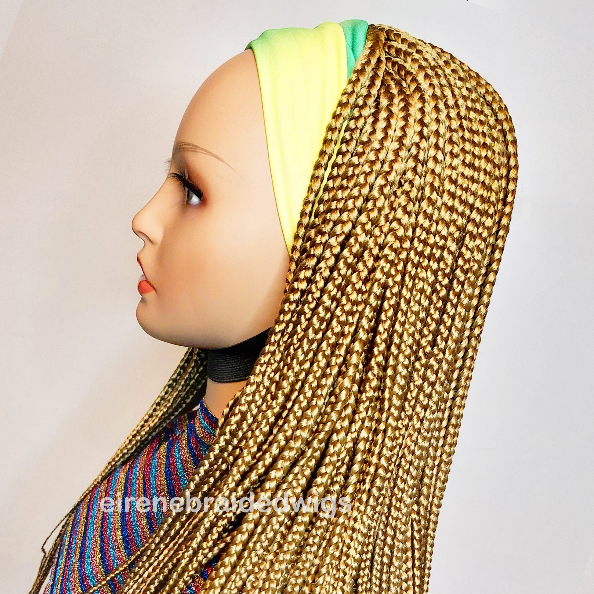 Braided Wigs for Black Women Gold Box Braids Headband Wig – Afro Updo – Detachable Hat – product image 8