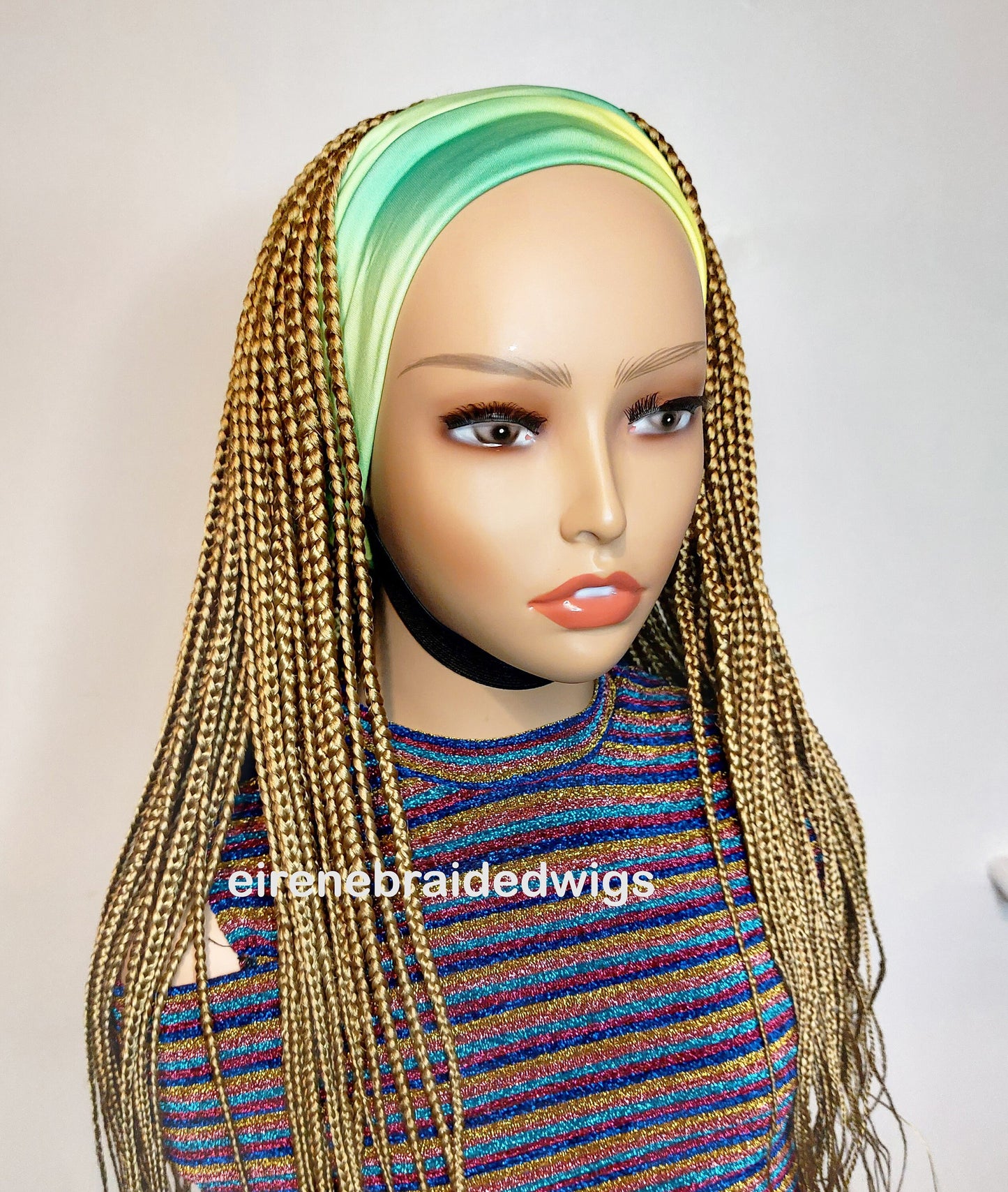 Braided Wigs for Black Women Gold Box Braids Headband Wig – Afro Updo – Detachable Hat – product image 7