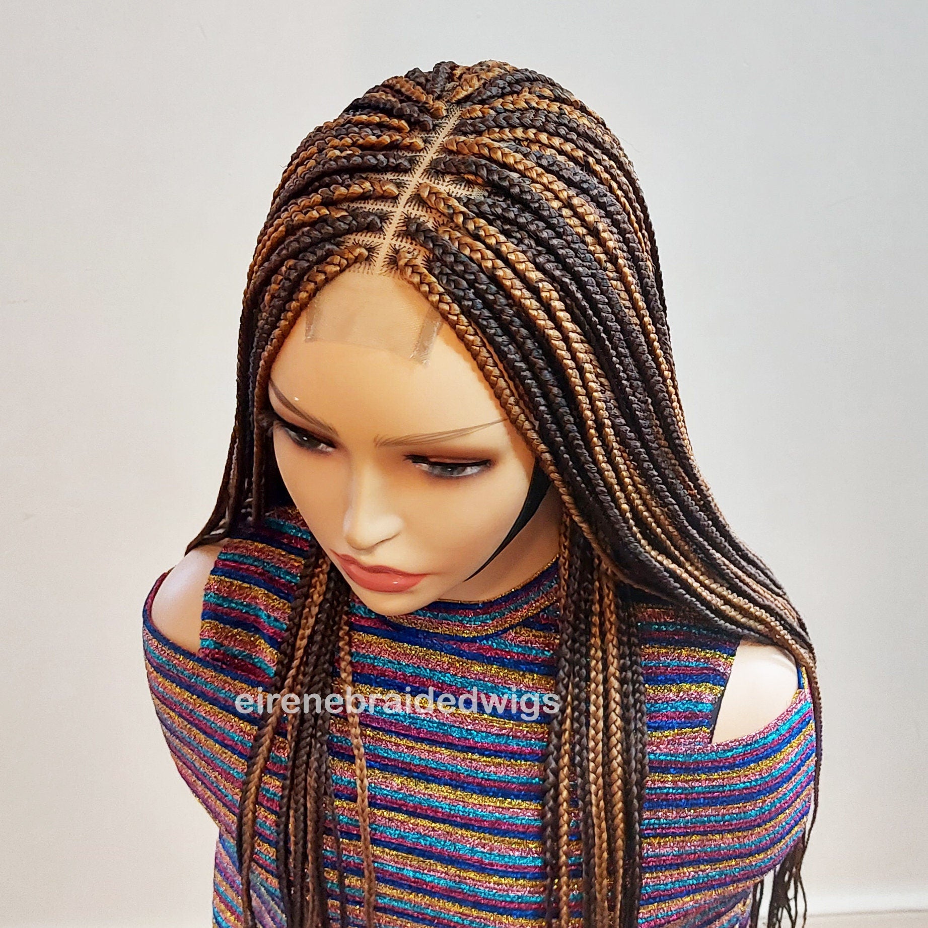 Braided Wigs for Black Women Long Two-Tone Box Braids Wig – Lace Closure – Knotless Braids – product image 3