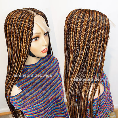 Braided Wigs for Black Women Handmade Two Tone Braided Wig – Fulani Cornrow Human Hair Lace Front – product image 8