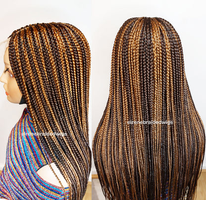 Braided Wigs for Black Women Handmade Two Tone Braided Wig – Fulani Cornrow Human Hair Lace Front – product image 7