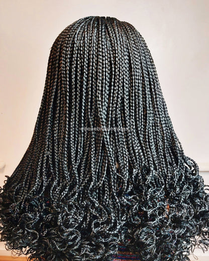 Braided Wigs for Black Women Black Braided Headband Wig – Updo Boho Box Braid – product image 8