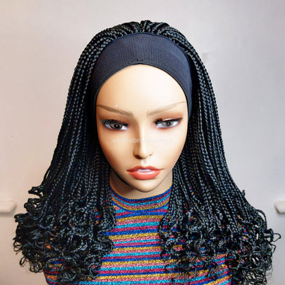 Braided Wigs for Black Women Black Braided Headband Wig – Updo Boho Box Braid – product image 9