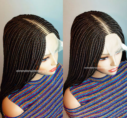 Braided Wigs for Black Women Brown Braided Wig – Fulani Cornrow Human Hair Blend Lace Front Wig – product image 2