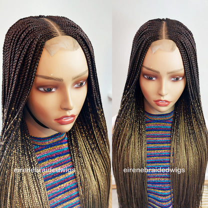 Braided Wigs for Black Women 30" Fulani Braid Wig – Brown & Gold 2x4 Lace Closure – product image 5