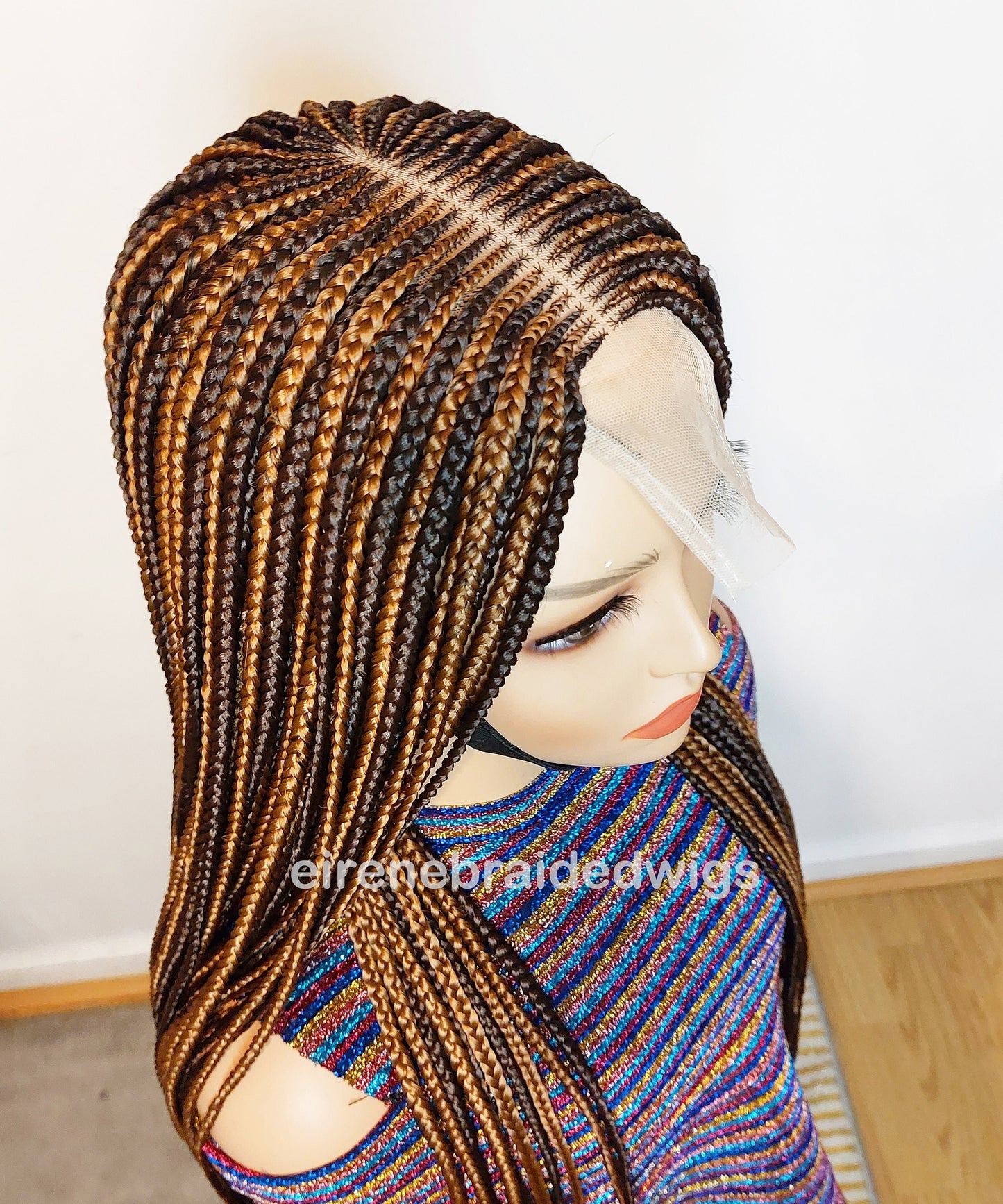 Braided Wigs for Black Women Handmade Two Tone Braided Wig – Fulani Cornrow Human Hair Lace Front – product image 3