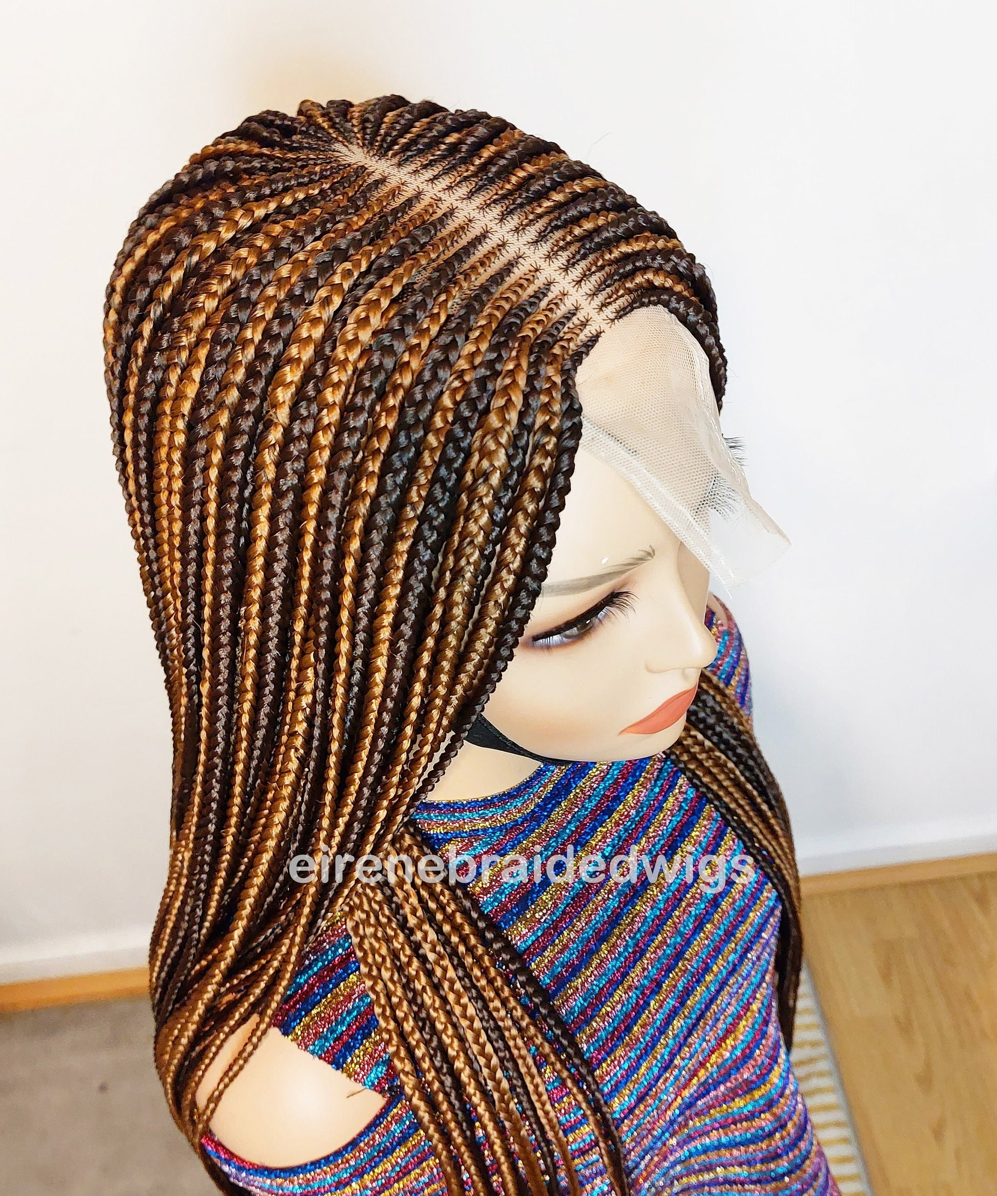 Braided Wigs for Black Women Handmade Two Tone Braided Wig – Fulani Cornrow Human Hair Lace Front – product image 3