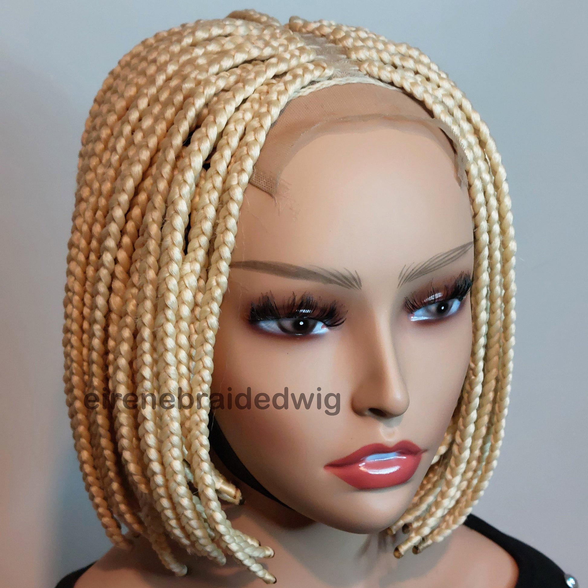Braided Wigs for Black Women Bob Braids Wig – Short Brown Cornrow Wig with Gold Side Part – product image 5