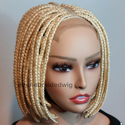Braided Wigs for Black Women Bob Braids Wig – Short Brown Cornrow Wig with Gold Side Part – product image 5