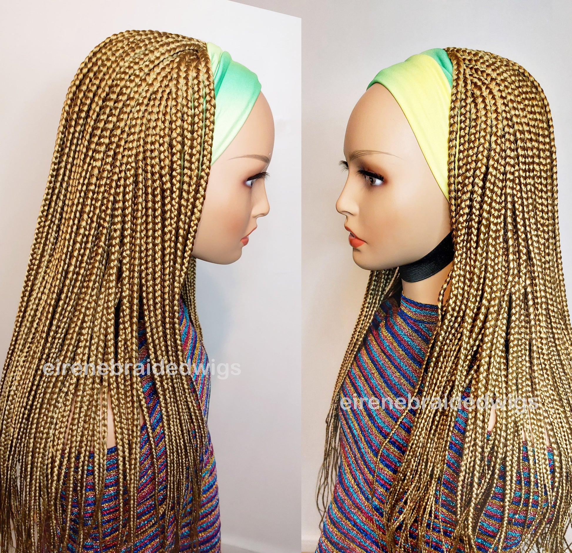 Braided Wigs for Black Women Gold Box Braids Headband Wig – Afro Updo – Detachable Hat – product image 5