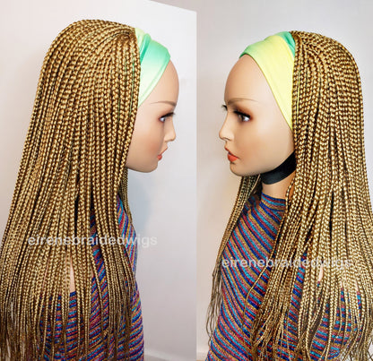 Braided Wigs for Black Women Gold Box Braids Headband Wig – Afro Updo – Detachable Hat – product image 5