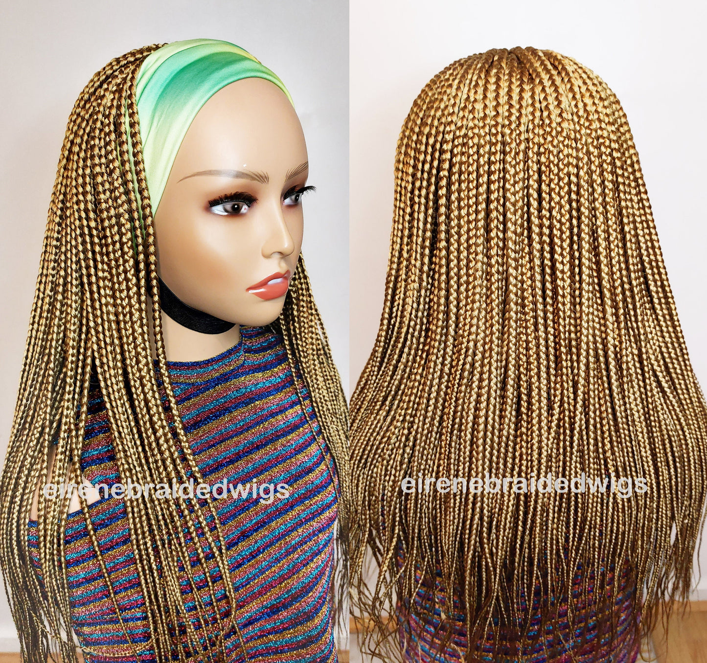 Braided Wigs for Black Women Gold Box Braids Headband Wig – Afro Updo – Detachable Hat – product image 3