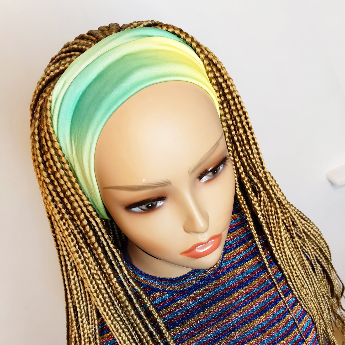 Braided Wigs for Black Women Gold Box Braids Headband Wig – Afro Updo – Detachable Hat – product image 6