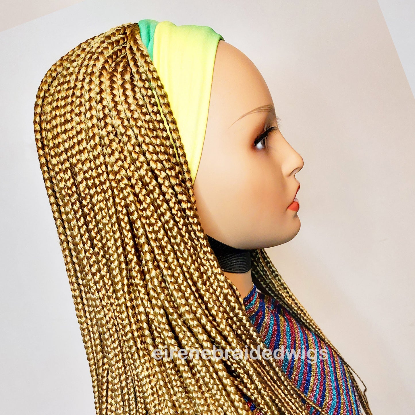 Braided Wigs for Black Women Gold Box Braids Headband Wig – Afro Updo – Detachable Hat – product image 9