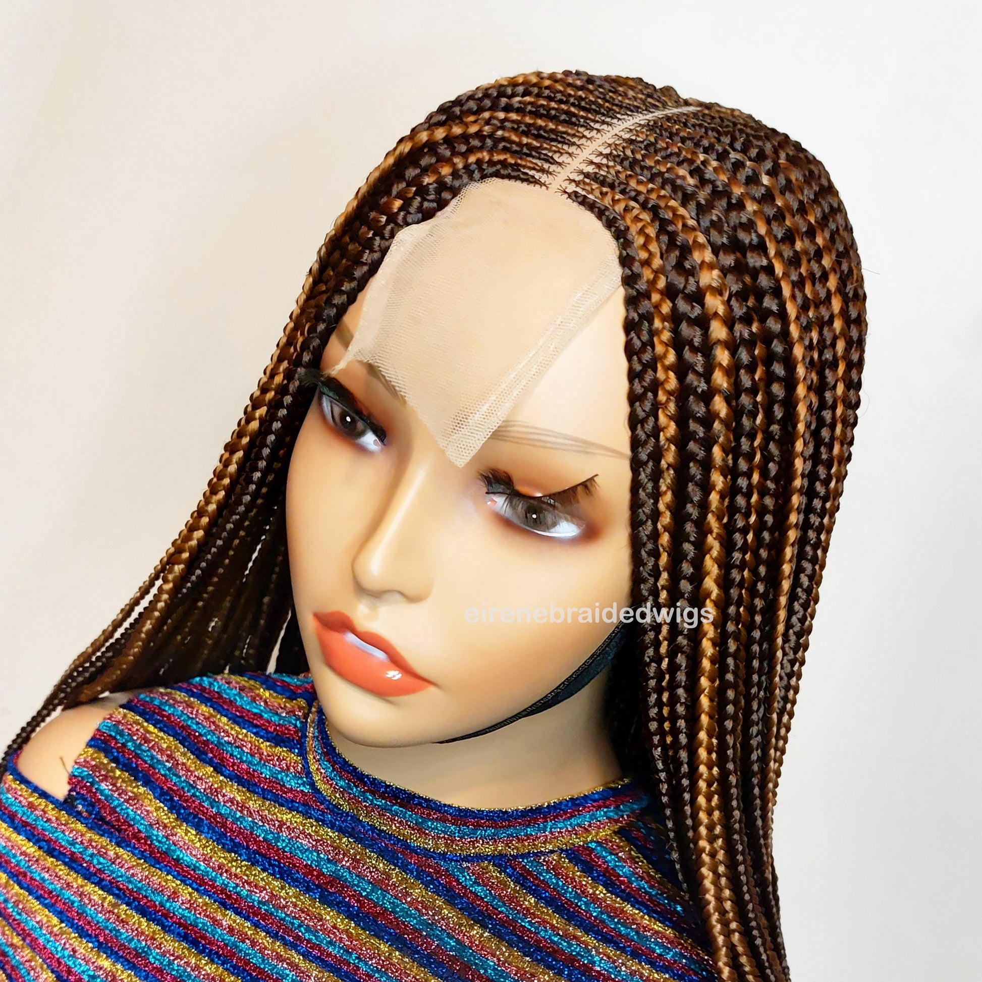 Braided Wigs for Black Women Handmade Two Tone Braided Wig – Fulani Cornrow Human Hair Lace Front – product image 9