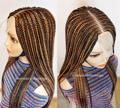 Braided Wigs for Black Women Handmade Two Tone Braided Wig – Fulani Cornrow Human Hair Lace Front – product image 5