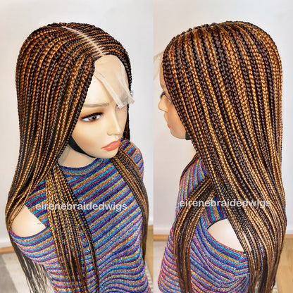Braided Wigs for Black Women Handmade Two Tone Braided Wig – Fulani Cornrow Human Hair Lace Front – product image 4