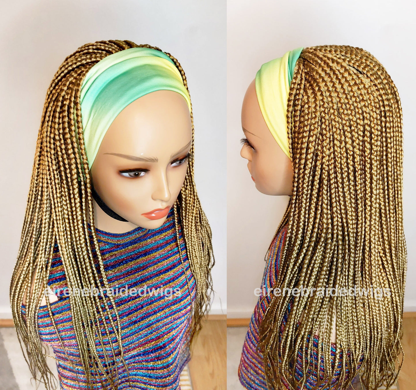 Braided Wigs for Black Women Gold Box Braids Headband Wig – Afro Updo – Detachable Hat – product image 2