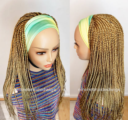 Braided Wigs for Black Women Gold Box Braids Headband Wig – Afro Updo – Detachable Hat – product image 2