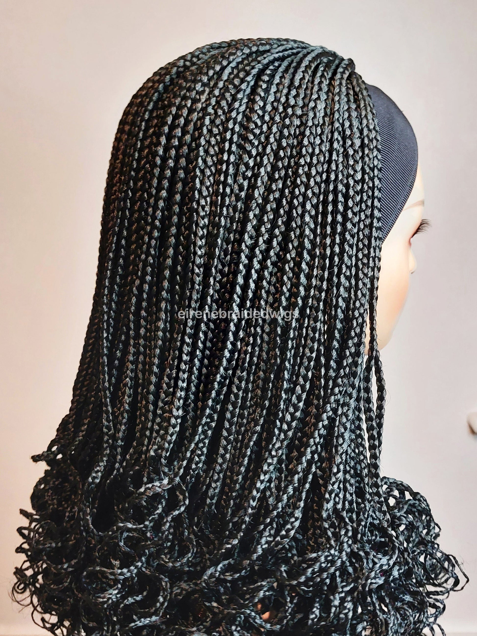 Braided Wigs for Black Women Black Braided Headband Wig – Updo Boho Box Braid – product image 6