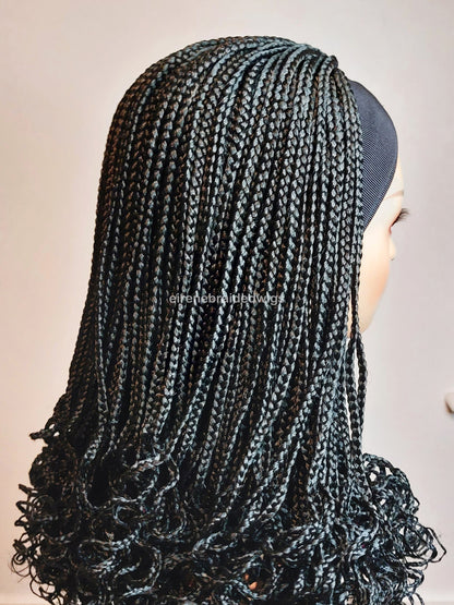 Braided Wigs for Black Women Black Braided Headband Wig – Updo Boho Box Braid – product image 6