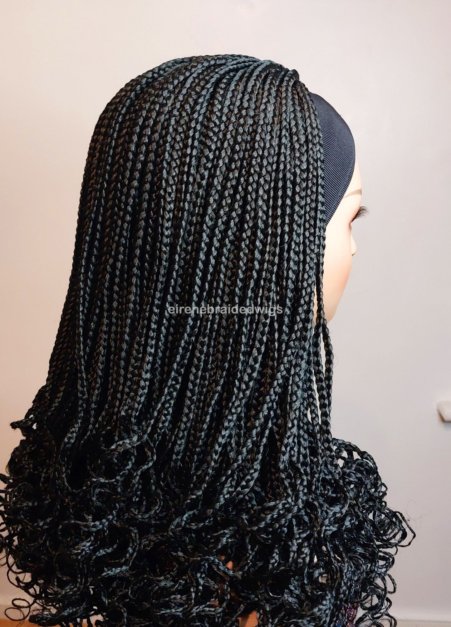 Braided Wigs for Black Women Black Braided Headband Wig – Updo Boho Box Braid – product image 3