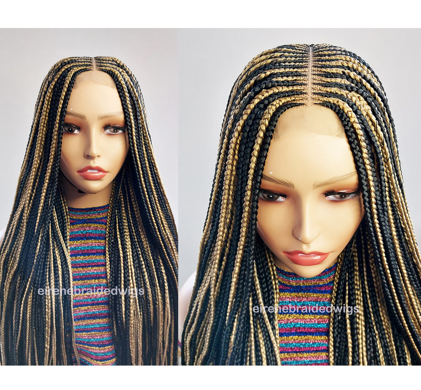 Braided Wigs for Black Women Black & Gold Braided Wig – Fulani Cornrow Lace Front Wig – product image 1