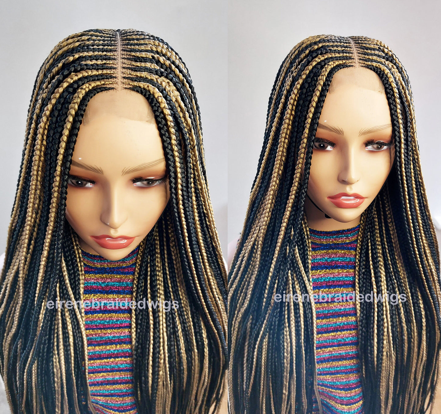 Braided Wigs for Black Women Black & Gold Braided Wig – Fulani Cornrow Lace Front Wig – product image 2