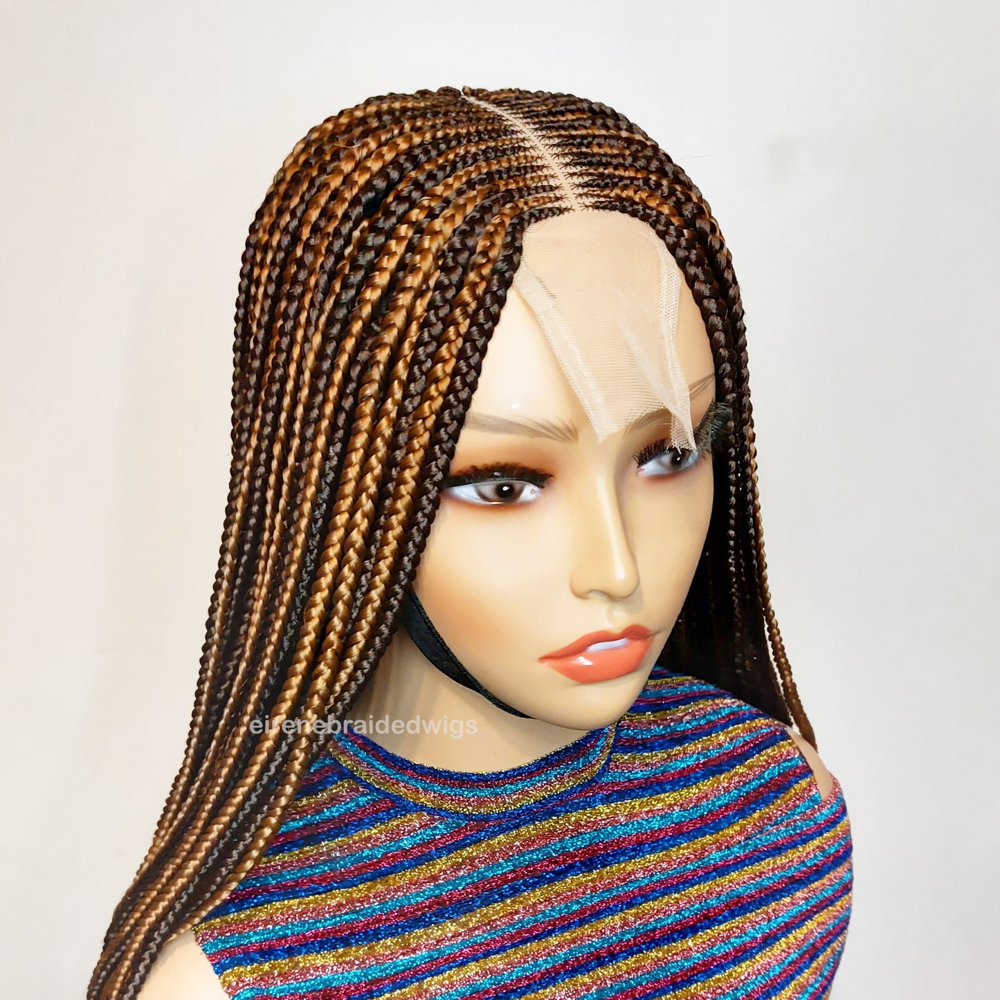 30in Braided Wig for Black Women – Long Tribal Cornrow Weave – Brown Gold African Goddess dreadlocs – Lace Front Boho Crochet – product image 8