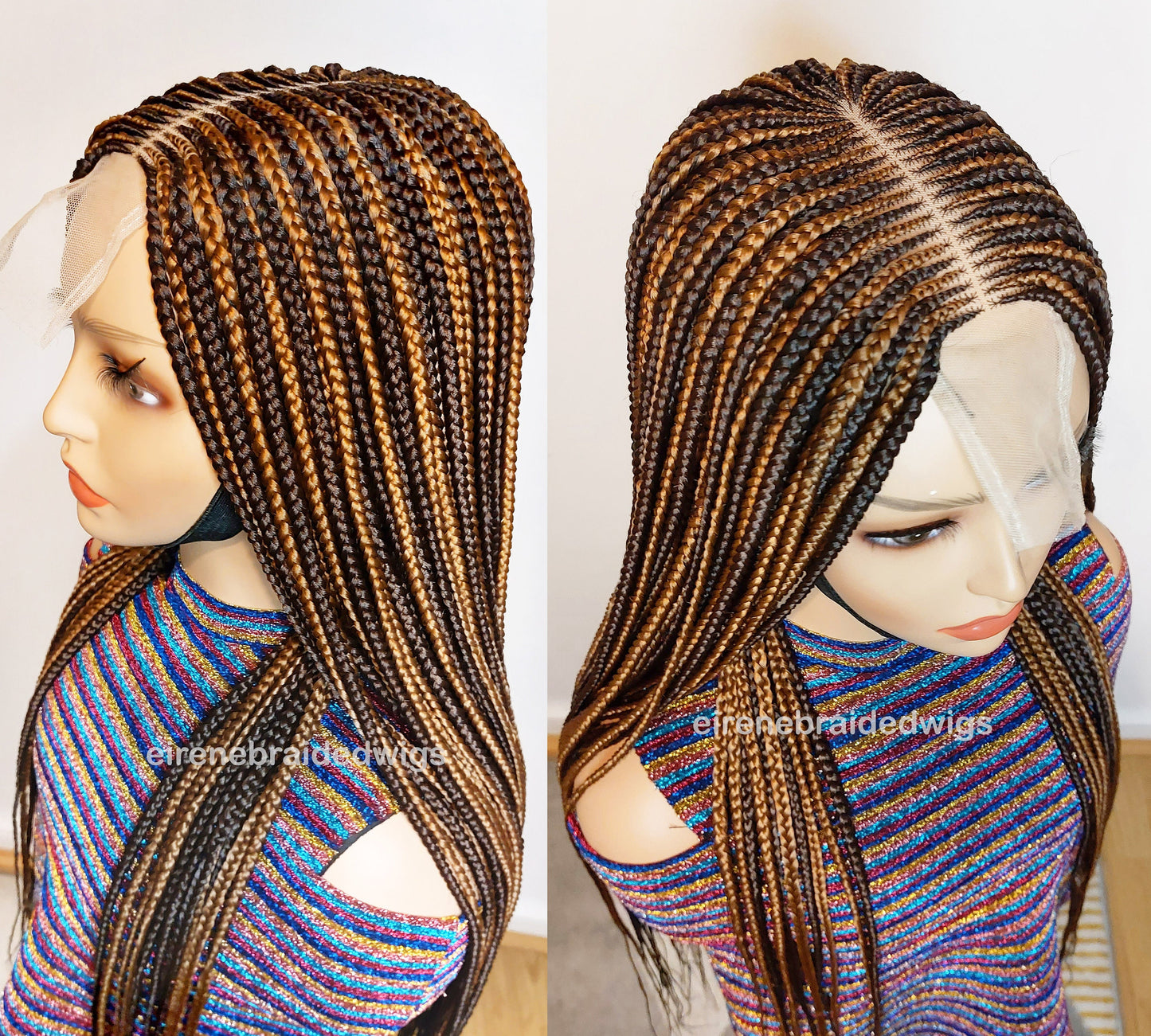 30in Braided Wig for Black Women – Long Tribal Cornrow Weave – Brown Gold African Goddess dreadlocs – Lace Front Boho Crochet – product image 6