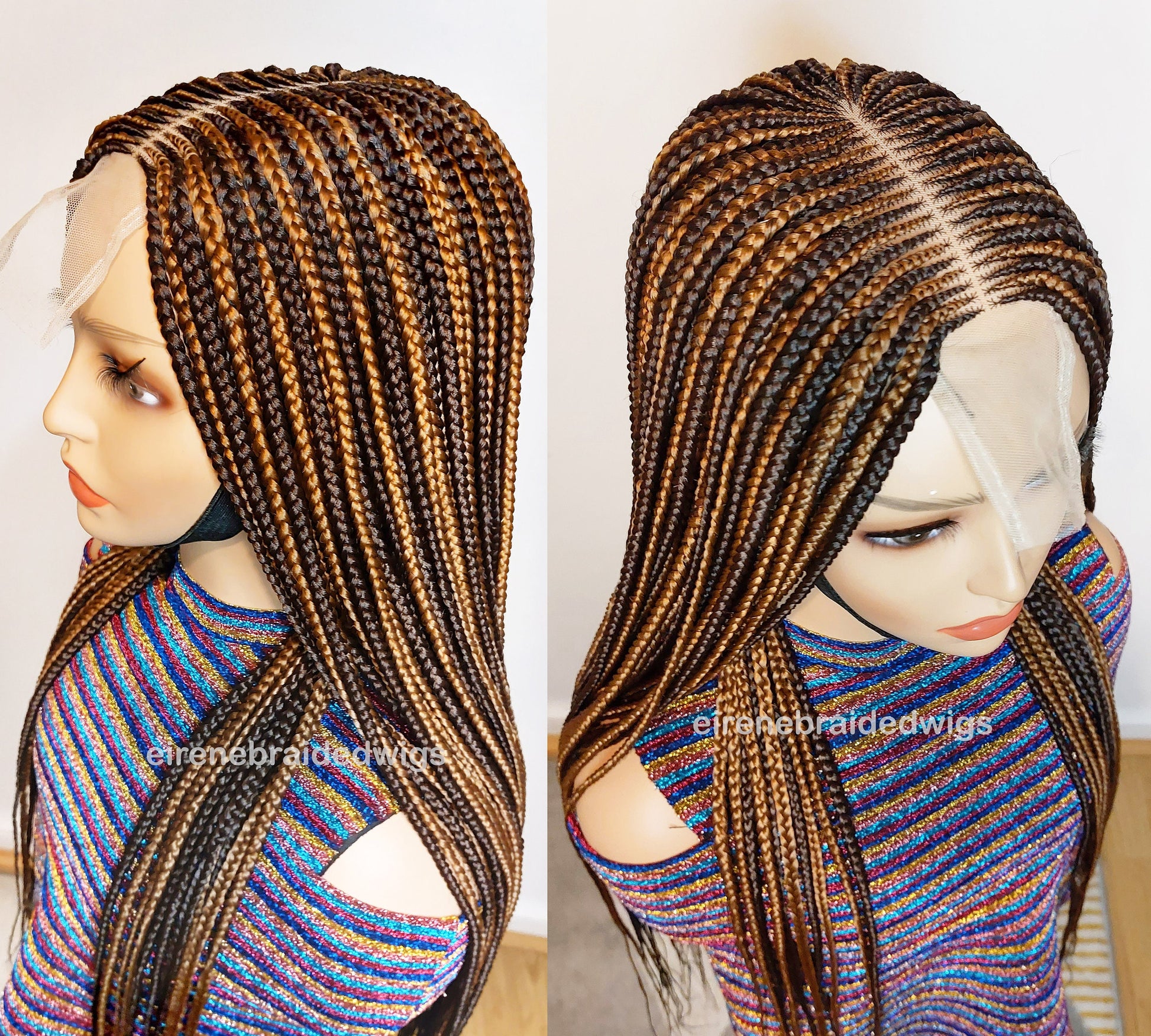 30in Braided Wig for Black Women – Long Tribal Cornrow Weave – Brown Gold African Goddess dreadlocs – Lace Front Boho Crochet – product image 6