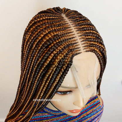 30in Braided Wig for Black Women – Long Tribal Cornrow Weave – Brown Gold African Goddess dreadlocs – Lace Front Boho Crochet – product image 5