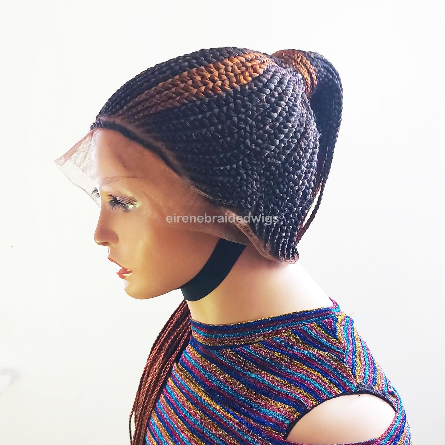 Braided Wigs for Black Women Fulani Braided Wig – Cornrow Updo – High Bun Ponytail – Full Lace – product image 10