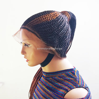 Braided Wigs for Black Women Fulani Braided Wig – Cornrow Updo – High Bun Ponytail – Full Lace – product image 10