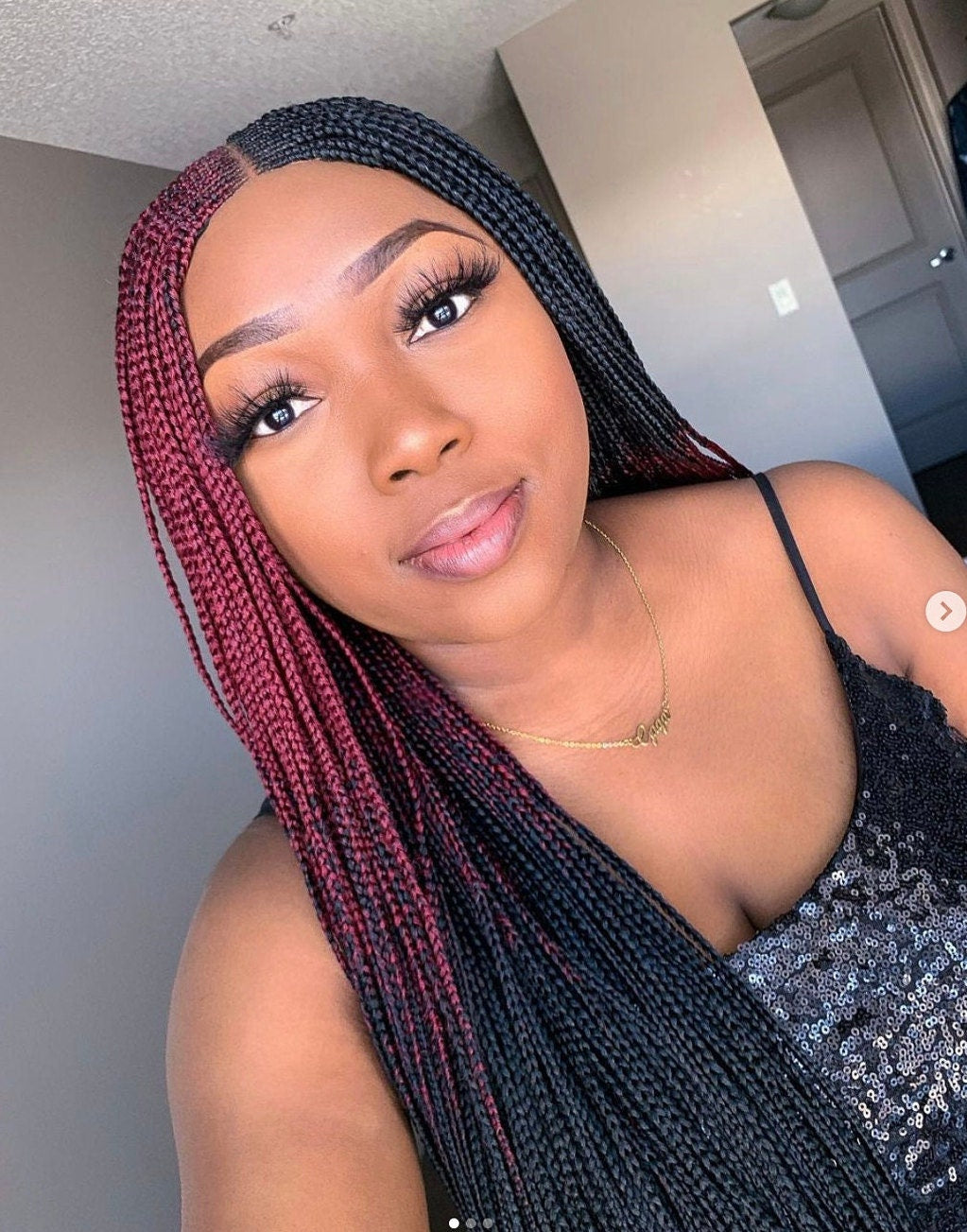Braided Wigs for Black Women Reverse Braids Wig – Ombre Box Braids – Lace Front – Center Part – product image 4