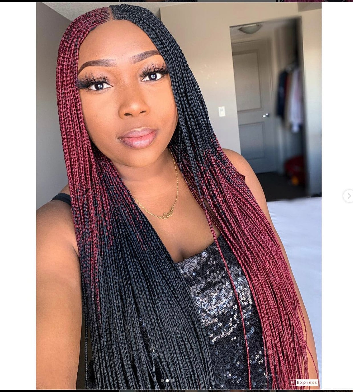 Braided Wigs for Black Women Reverse Braids Wig – Ombre Box Braids – Lace Front – Center Part – product image 6