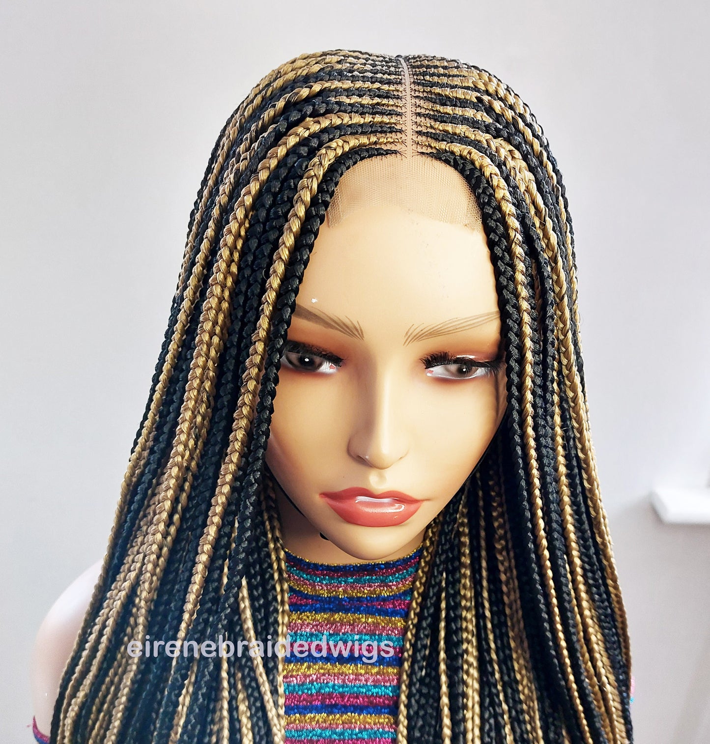 Braided Wigs for Black Women Black & Gold Braided Wig – Fulani Cornrow Lace Front Wig – product image 5