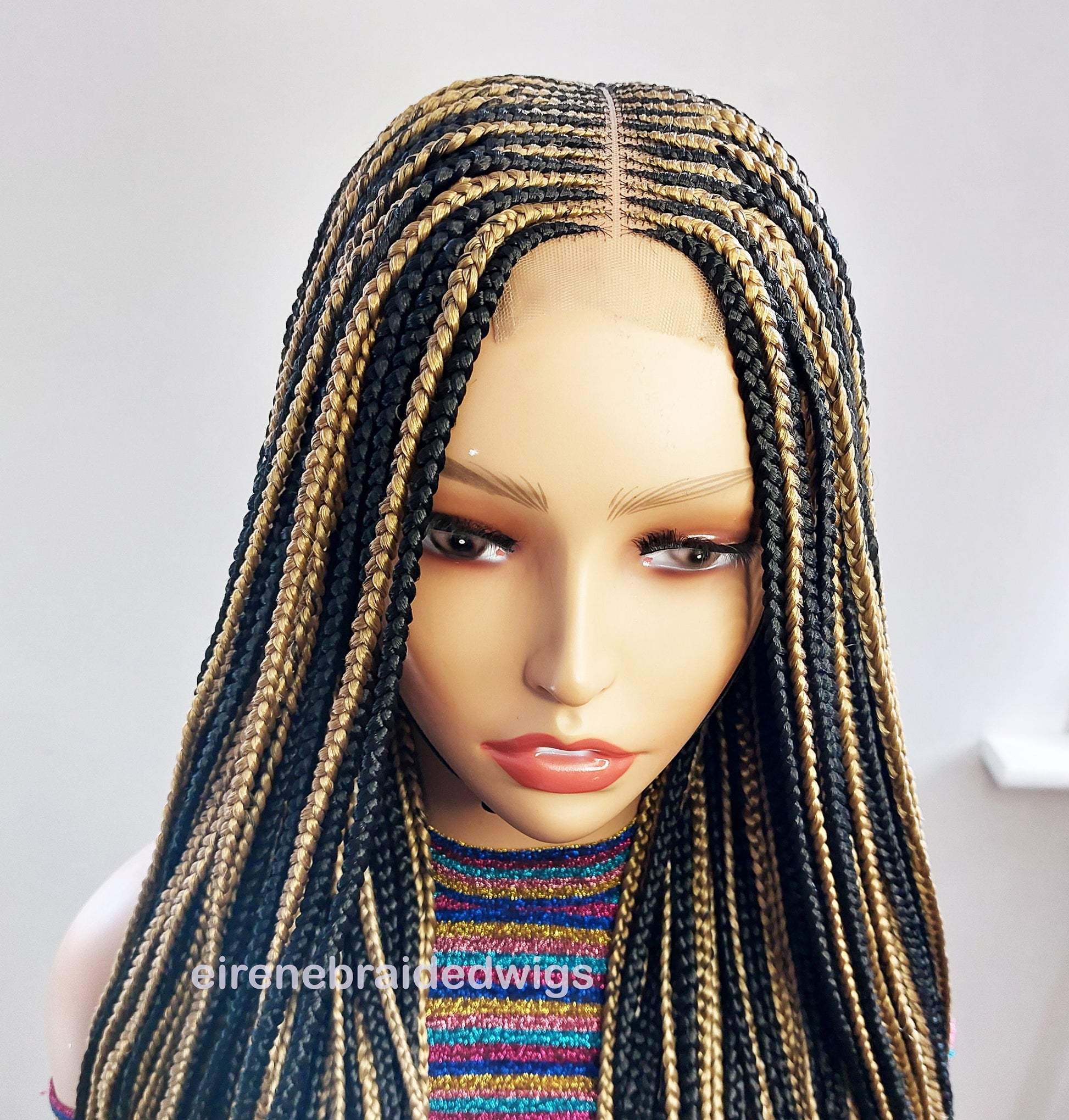Braided Wigs for Black Women Black & Gold Braided Wig – Fulani Cornrow Lace Front Wig – product image 5
