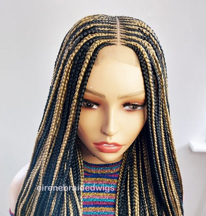 Braided Wigs for Black Women Black & Gold Braided Wig – Fulani Cornrow Lace Front Wig – product image 5