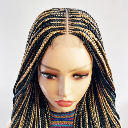 Braided Wigs for Black Women Black & Gold Braided Wig – Fulani Cornrow Lace Front Wig – product image 4