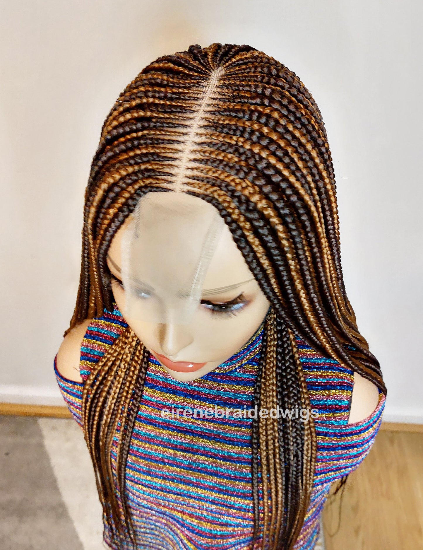 30in Braided Wig for Black Women – Long Tribal Cornrow Weave – Brown Gold African Goddess dreadlocs – Lace Front Boho Crochet – product image 3