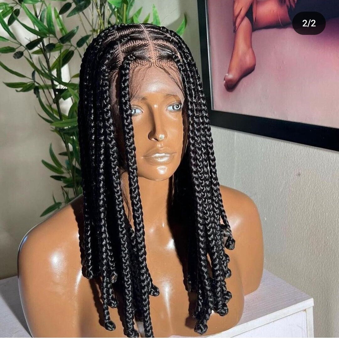 Braided Wigs for Black Women Bantu Knots Box Braids Wig – Full Lace – Shoulder Length – product image 4