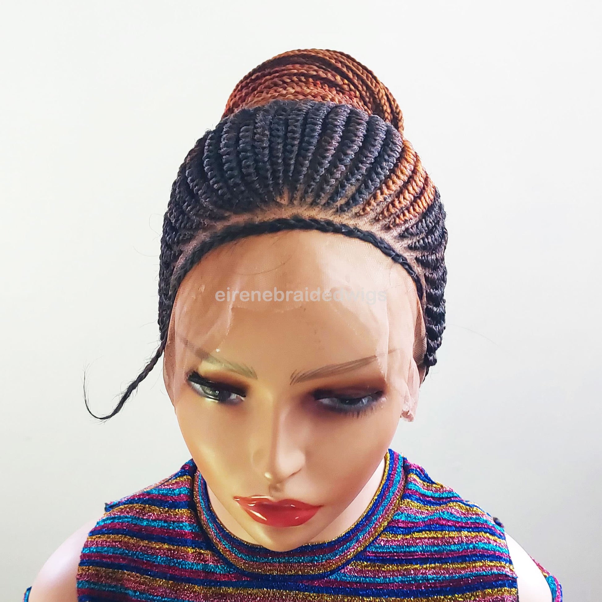 Braided Wigs for Black Women Fulani Braided Wig – Cornrow Updo – High Bun Ponytail – Full Lace – product image 9
