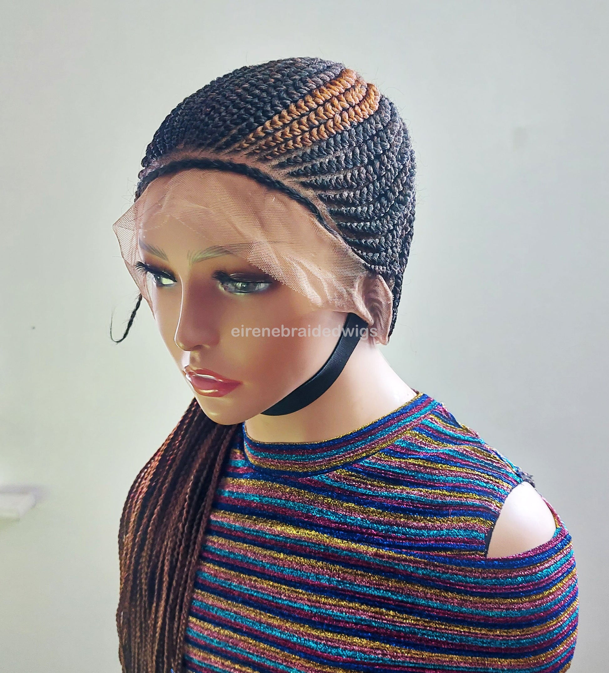Braided Wigs for Black Women Fulani Braided Wig – Cornrow Updo – High Bun Ponytail – Full Lace – product image 4