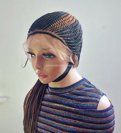 Braided Wigs for Black Women Fulani Braided Wig – Cornrow Updo – High Bun Ponytail – Full Lace – product image 4