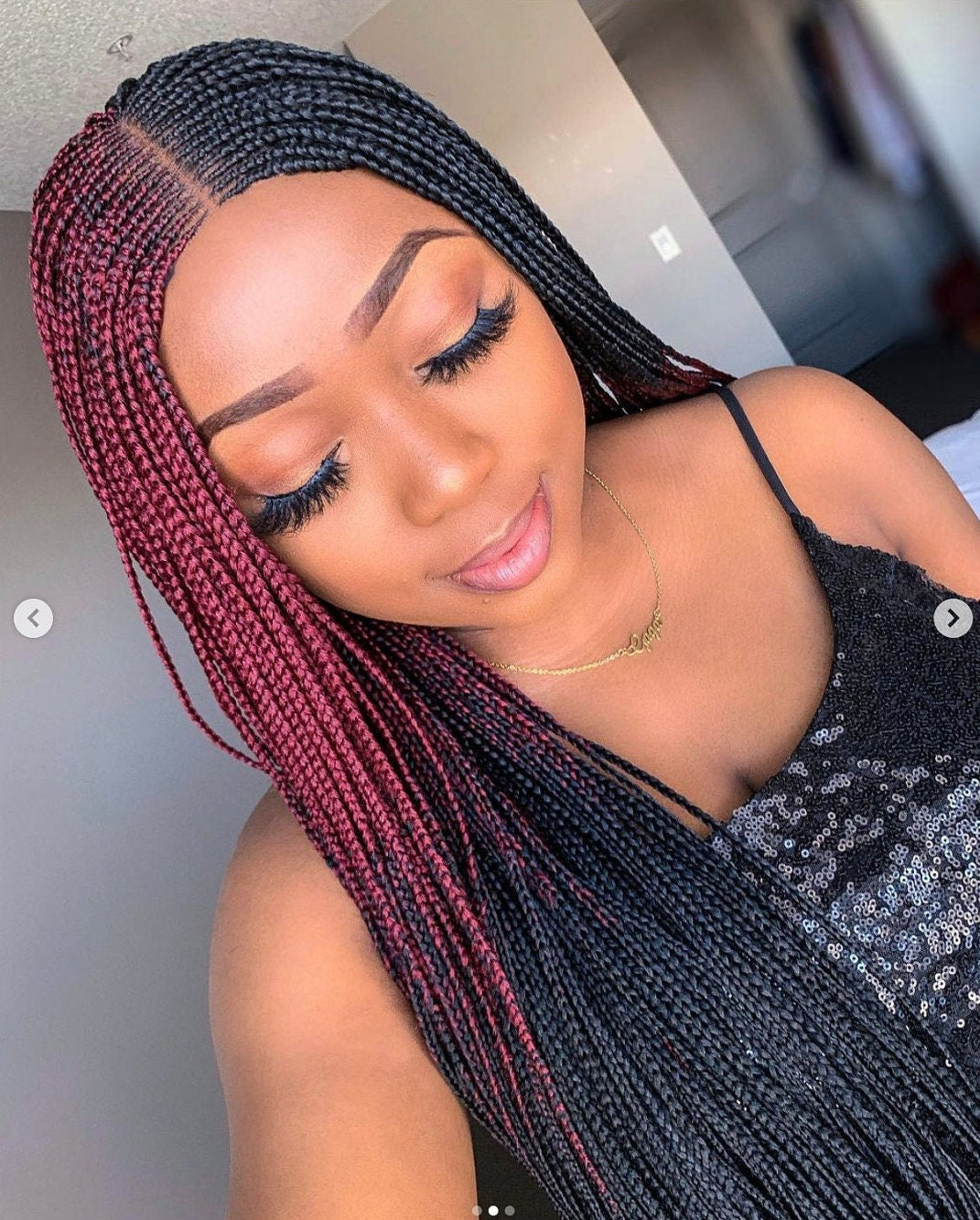 Braided Wigs for Black Women Reverse Braids Wig – Ombre Box Braids – Lace Front – Center Part – product image 3