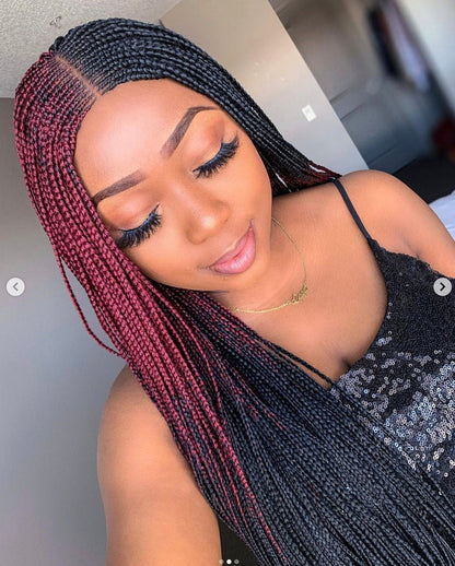 Braided Wigs for Black Women Reverse Braids Wig – Ombre Box Braids – Lace Front – Center Part – product image 3