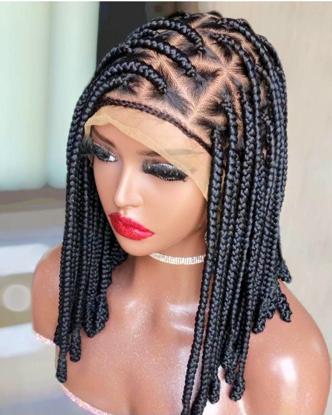 Braided Wigs for Black Women Bantu Knots Box Braids Wig – Full Lace – Shoulder Length – product image 3