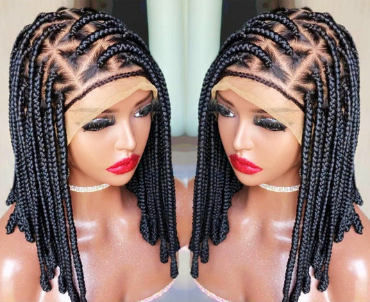 Braided Wigs for Black Women Bantu Knots Box Braids Wig – Full Lace – Shoulder Length – product image 1